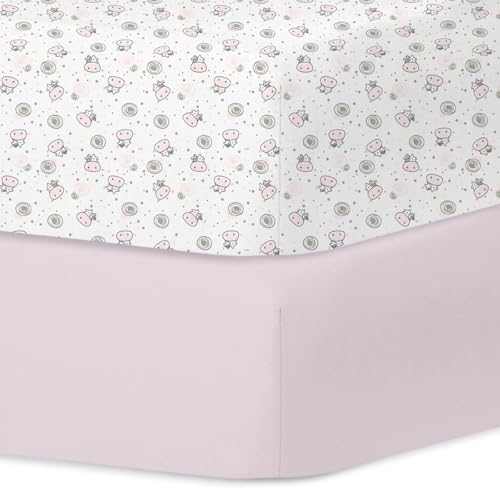 Image of Little Grape Land Crib Sheets 2 Pack for Boys and Girls, Baby Neutral Crib Fitted Sheets for Standard Crib & Toddler Mattress, Super Soft Breathable Fitted Crib Sheet Set