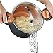 Gotham Steel 5 Quart Multipurpose Pasta Pot with Strainer Lid & Twist and Lock Handles, Nonstick Copper Surface Makes for Effortless Cleanup with Tempered Glass Lid, Dishwasher Safe