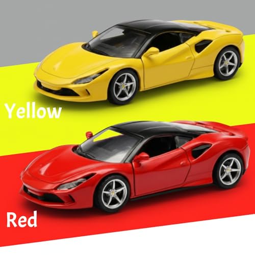 Image of SHAKTISM Die-Cast Metal Car Toy -1:36 Scale, Opening Doors, Pull Back Function, Collectible Toy, Racing Car for Kids Birthday Gift for Boys Girls (Yellow Ferrari Diecast)