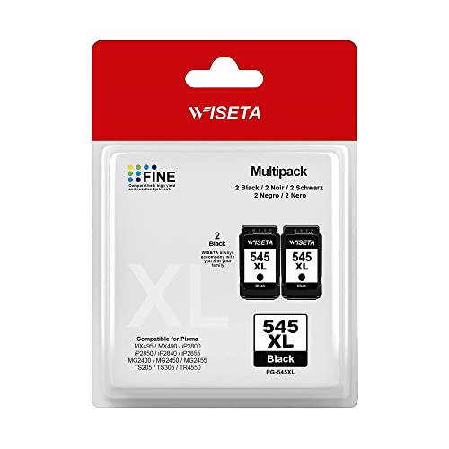 PG-545 XL Cartouches d'encre Remplacement pour Canon 545XL 545 XL pour Pixma TS3150 TS3350 TR4550 MX495 MG3050 MG2550 MG2950 MG2450 MG2450 TR4650 TS205 TS305 TS3450 (Noir, 2-Pack) Cover