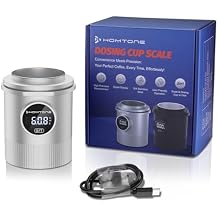 Homtone Espresso Dosing Cup & Digital Scale Combo - 0.05g Precision, USB-C Rechargeable, 58mm Portafilter Compatible, One-touch Easy Control- Stainless Steel Interior, Silver