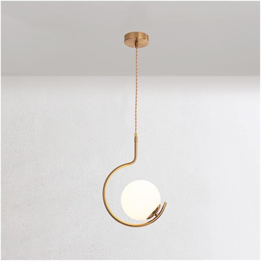 Lampe suspendue du milieu du siècle en verre soufflé et métal style minimaliste