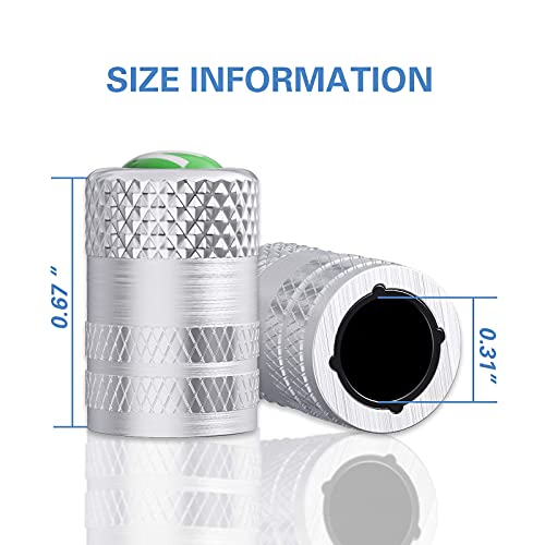Image of CKAuto Tire Valve Stem Caps, Anodized Aluminum Tire Valve Cap Set, Corrosion Resistant, Universal Stem Covers for Cars Trucks Motorcycles SUVs and Bikes (Sliver-N2)