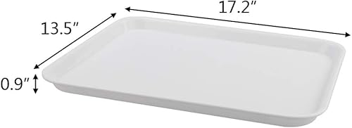 Miniatura 2 de Inhouse Bandeja de plástico blanco rectangular, 17.2 x 13.5 x 0.9 pulgadas (4 paquetes)