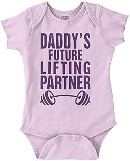 Brisco Brands Daddys Future Lifting Partner Athletic Baby Romper Bodysuit Pink