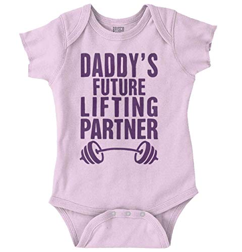 Brisco Brands Daddys Future Lifting Partner Athletic Baby Romper Bodysuit Pink