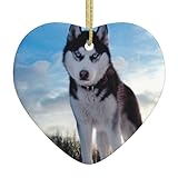 mini husky dogs 101 Fácil de colgar: este adorno de cerámica para árbol de Navidad de perros Husky cuenta con agujeros para colgar y alambre dorado para colgar fácilmente. No solo añade un toque romántico a la temporada navideña, sino que también es un bonito recuerdo.