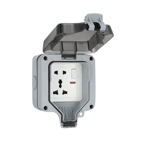 Outdoor Socket,IP66 Rated, Outdoor Weatherproof Power Electric Sockets for Garden & External Electrical Outlet,5 Holes UK Plug
