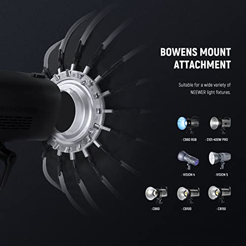 NEEWER 22inch/55cm Parabolic Softbox Quick Set up Quick Folding, with Diffusers/Honeycomb Grid/Bag, Compatible with Aputure 120d Light Dome Godox sl60w NEEWER RGB CB60 and Other Bowens Mount Lights by NEEWER - Image 6