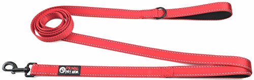 Primal Pet Gear Dog Leash 8ft Long - RED - Traffic Padded Two Handle - Heavy Duty - Double Handles Lead for Control Safety Training - Leashes for Large Dogs or Medium Dogs - Dual Handles Leads