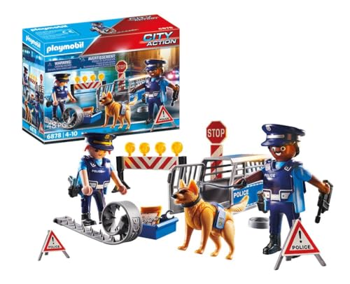 PLAYMOBIL Straßensperre mit Hund