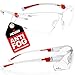 NoCry Safety Glasses with Clear Anti Fog Scratch Resistant Wrap-Around Lenses and Non-Slip Grips, UV Protection. Adjustable, White & Red Frames