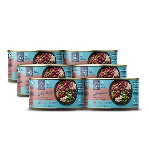 Pets Deli Classic Hunde Nassfutter Wildschwein & Reis, hoher Fleischanteil, leicht verdaulich, mit Roter Bete für eine gesunde Verdauung, getreidefrei, ohne Zucker, 6x200g, Premium Qualität