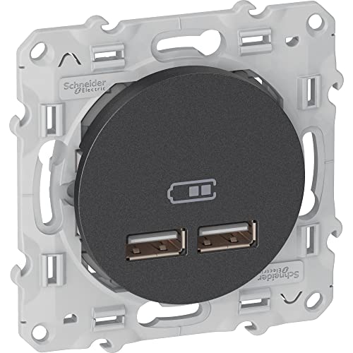 Schneider Electric - Odace - double chargeur usb 2.1 A - Anthracite - S540407