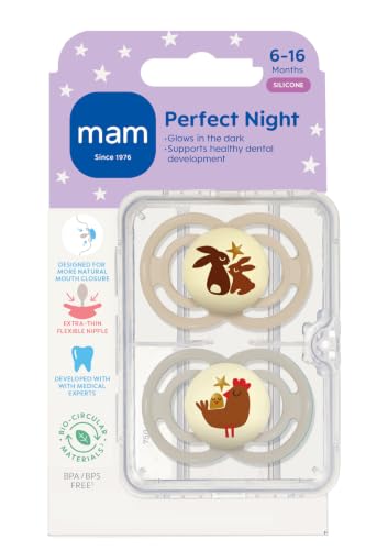 MAM Perfect Baby Premium Pacifier 6-16 Months, Extra Thin Nipple, 2 Pack