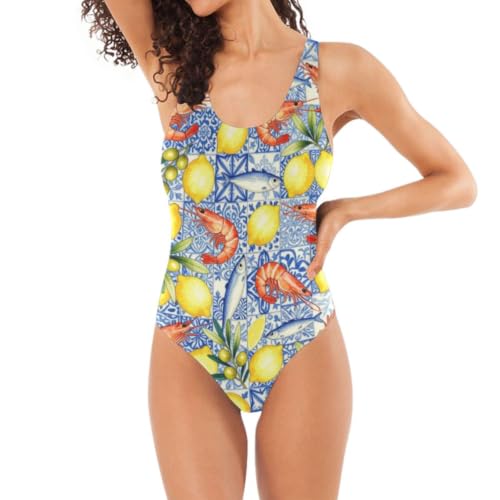 Maillot de bain à carreaux citron et olive pour femme