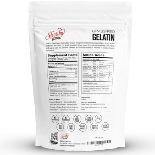 Hearthy Foods, Gelatin Grass-Fed Bone Broth Protein, with 100 Percent Bovine, 32 Ounces - Pack of 2