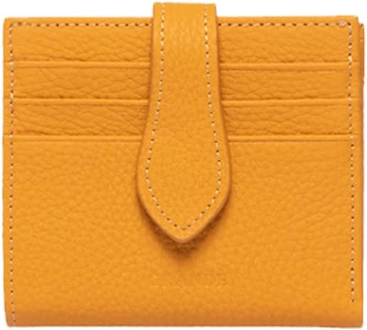 grande 3803 Genuine Leather Card Holder For Women and Men Slim Minimalist Card Case Small Snap Wallet (Yellow)