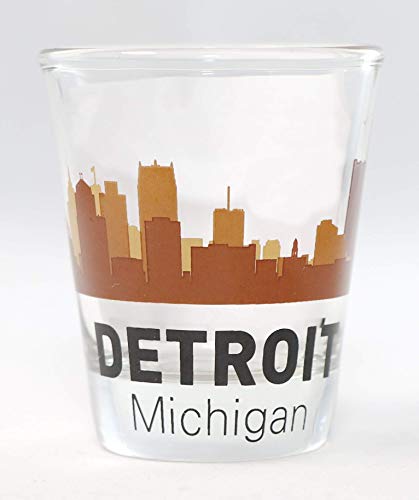 Detroit Michigan Sunset Skyline Shot Glass