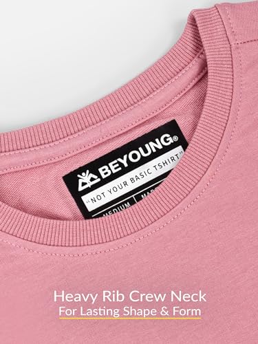 Image of Beyoung Looper Solid Oversized Tshirt for Men | Round Neck | Drop Shoulder | Half Sleeves | Plain Oversized Tshirt