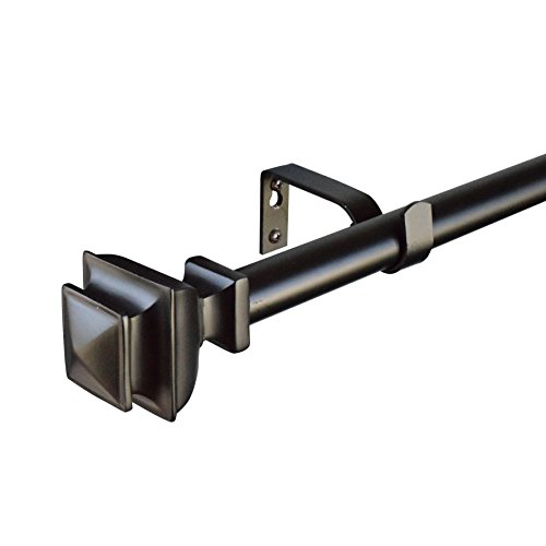 gb Home Collection Elysian Grandeur Curtain Rod, 36-72 in Adjustable Length, 1 inch Rod, Black, for Heavy Curtains, Metal Window Treatment, Hanging Drapery Rod W/Extending Pole, 3-6 Feet - Thumbnail 2