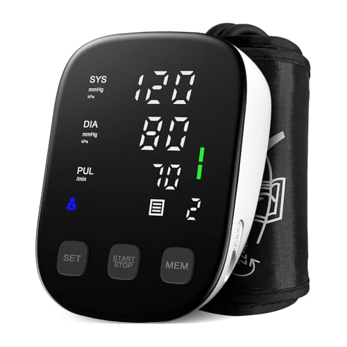 Blood Pressure Monitor Automatic Blood Pressure Machine with Large Display-Upper Arm Blood Pressure Monitors For Home Use Accurate BP Monitor Machine Adjustable Cuff 9"-17"/Easy to Read/2 Power Supply