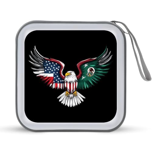 USA Mexico Friendship Ea-gle CD Case Portable DVD Holder Storage Organizer for Home Travel