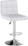 Homall Bar Stools Modern PU Leather Adjustable Swivel Barstools, Armless Hydraulic Kitchen Counter Bar Stool Extra Height Square Island Barstool with Back Set of 2 (Leather, White)