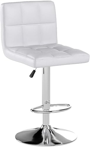 Vista 65 de Homall - Taburetes de bar de cuero sintético, con altura ajustable, giratorios, hidráulicos sin brazos, taburete de bar y cocina cuadrado de altura