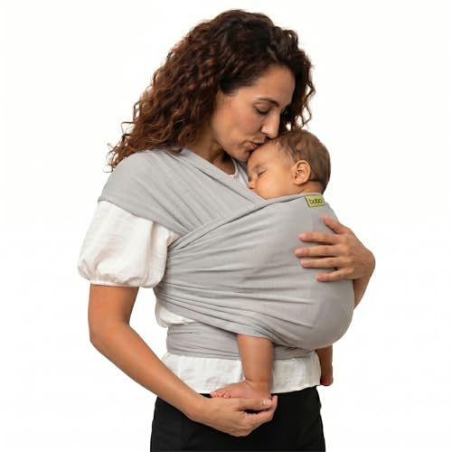 Image of Boba Baby Wrap Carrier – Original Baby Sling Carrier for Newborns (7–35 lbs), Soft, Secure, Hands-Free & Ergonomic, Ideal for Comfortable Bonding, New Parents (Serenity Light Grey)