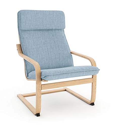 VINYLLA Funda de repuesto para sillón Ikea Poang (diseño de cojín 1, poliéster, cian claro)