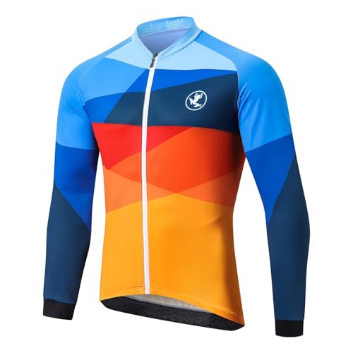 UGLY FROG Maglia da ciclismo da uomo, a maniche lunghe, estive, con tasche, traspirante, ad asciugatura rapida, elastica, per ciclismo, sport