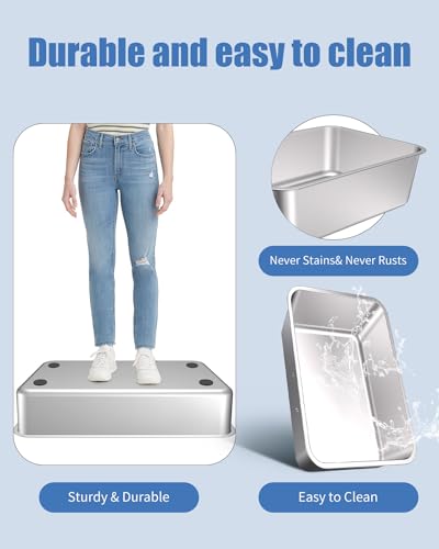 2PACK Stainless Steel Litter Box, Metal Litter Boxs with Lid High Sides, XL Extra Large Litter Box for Big Cats, Never Absorbs Odors, Leak-Proof, Stain-Free, Rust-Free, Easy to Clean, Scoop Included
