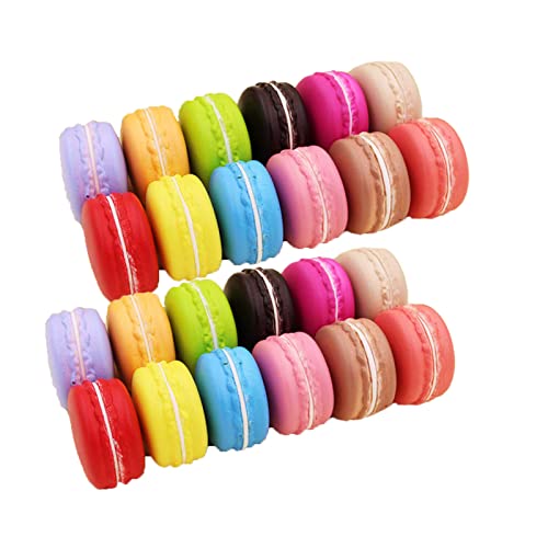 BEIJIALY 24 Pcs Artificial French Macarons Cake,Realistic Simulation Cookies Dessert Food Props Small Fake Macaron Model for Home Coffee Shop Wedding Decoration