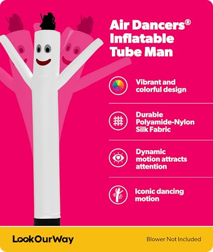 Image of LookOurWay Air Dancers Wacky Waving Inflatable Tube Man Attachment - 7 Feet Tall Advertising Air Dancer Waving Man Inflatable Tube Guy - Blower Not Included - White