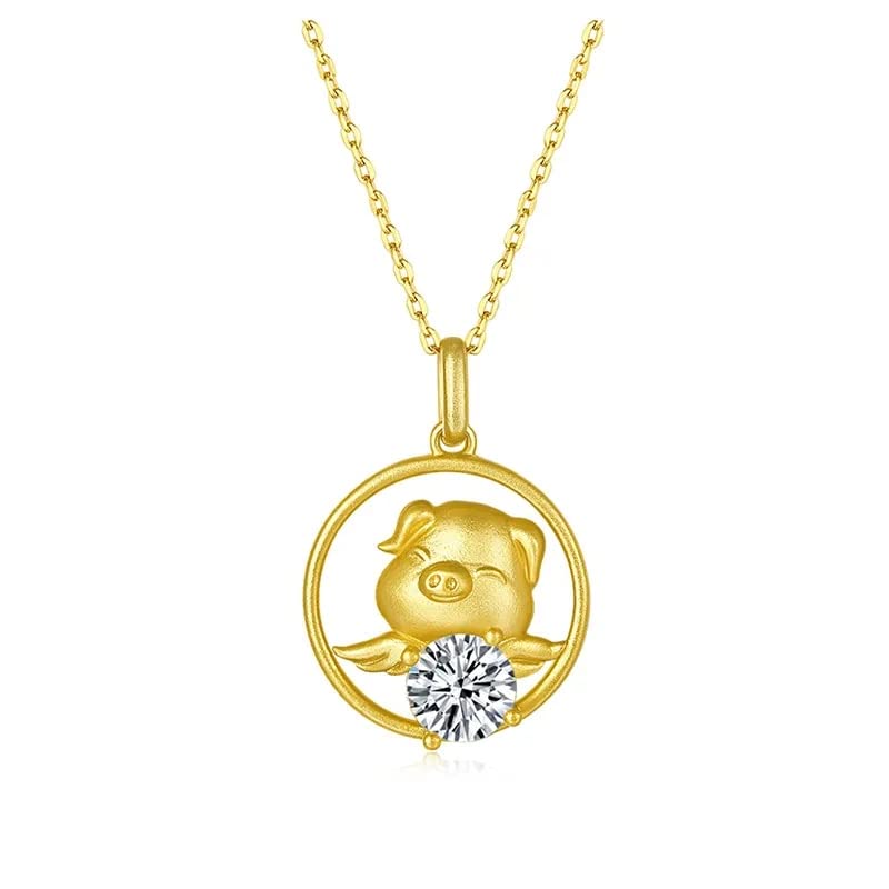 Collier moissanite 1ct en argent 925, pendentif cochon volant d'exception
