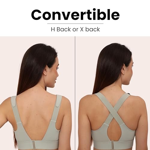 Image of GLAMORAS Women Polyester Spandex High Impact Front Zip Sports Bra Longline Fitness Criss Cross Back Crop Tops with Adjustable Velcro Strap at Band and Shoulder for Gym, Yoga & Workout - Size: M-4XL