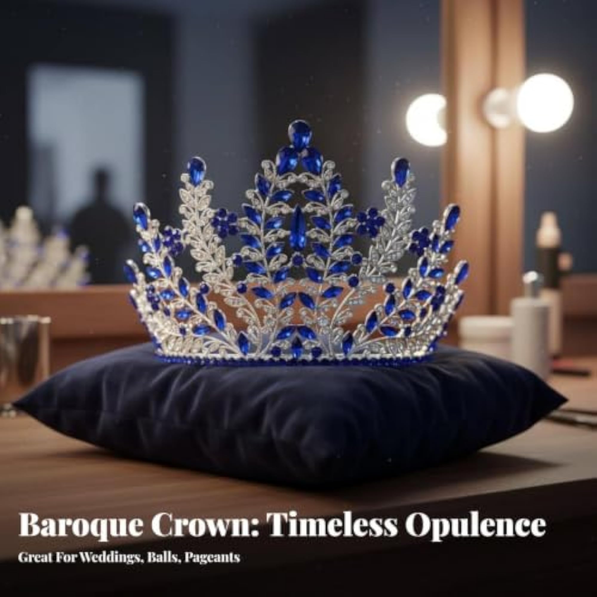 Vintage Baroque Full Circle Pageant Crown with Rhinestones