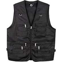 Mens Fishing Vest Lightweight Multi Pocket Utility Gilet with Zipped Pockets D Rings, Outdoor Waistcoat for Anglers, Hiking and Travel