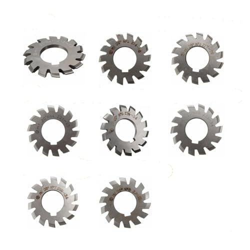 Gear Hob Cutter, HSS Gear Milling Cutter Modulus Degrees Disc Spur Straight Tooth M0.6 M1 M2 M3 M4 M5 M6 M8,for Industrial Machines(M0.6 (No1-No8) 8PCS)