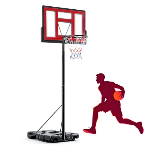 Aidoly Portable Basketball Hoop Outdoor, Adjustable Basketball Hoops Goal System Shatterproof Backboard, Shock Absorbent Rim, Fillable Base for Swimming Pool/Backyard/Driveway