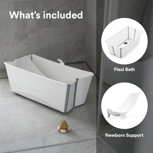Stokke Flexi Bath (White) with Newborn Support - Durable & Easy to Store - Convenient to Use at Home or When Travelling - Best for Newborns & Babies Up to 48 Months