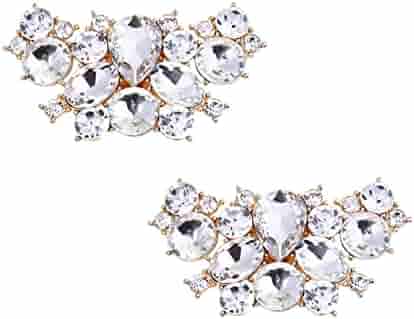 Bloemvormige schoenclips met parel en kristal - België Bloemvormige schoenclips met parel en kristal - België