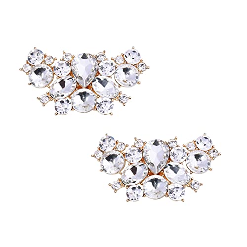 2PCS Clips de Zapatos de Diamantes de Imitación de Lujo, Clips de Hebillas de Zapatos de Cristal Nupcial Elegante, Clips Decorativos Desmontables, Clips de Joyería para Bolso de Bufanda de Sombrero