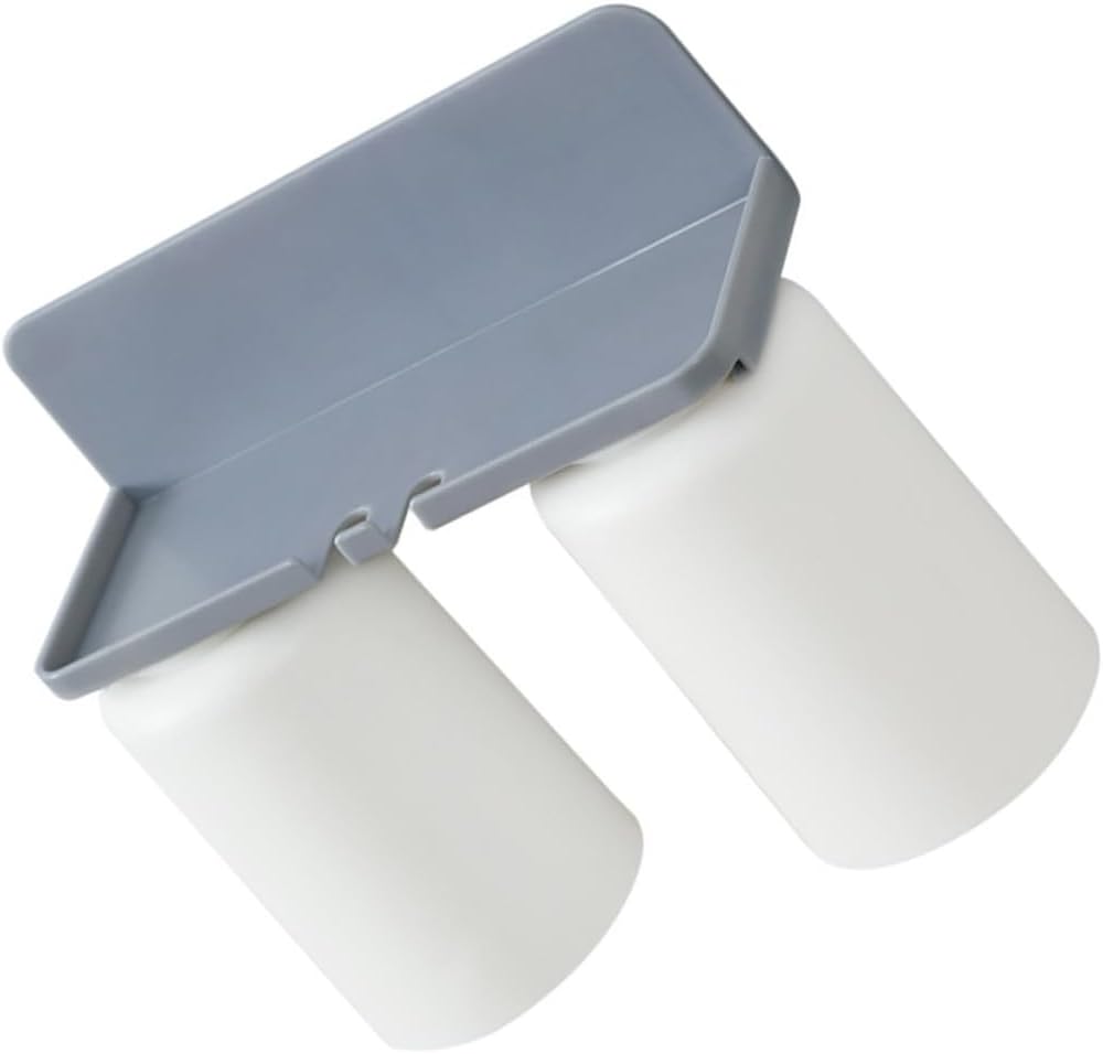 Wall-Mounted Toothbrush Holder with Mouthwash Cup Adhesive Bathroom Storage Organizer for Toothbrush and Toothpaste No-Drill Installation Quick-Dry Ventilated Design Space-Saving