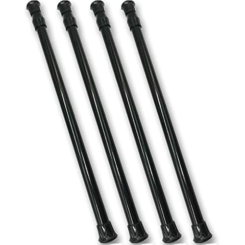 TIHOOD 4PCS 15.7"-28.5" Spring Tension Curtain Rod Adjustable Length Cupboard Bars Curtain Rod (Black 15.7"-28.5") Cover