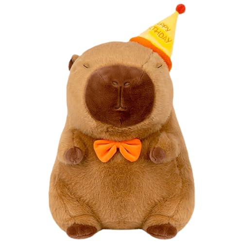 Incantevole cuscino in peluche capybara-23 cm grande giocattolo coccolone portatile con cappello per coccolarsi | enorme giocattolo coccolone e decorazione per divano confortevole | Regalo di