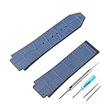 FACLE Rubber Watch Strap Accessories replacement Fit for Hublot BIG BANG Outdoor Sports Waterproof leather watch band 19mmx25mm wristband bracelet (Blue)