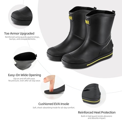 Men's Waterproof Rain Boots – Anti-Slip PVC Rain Work Boots with Reinforced Toe & Heel – Durable Lightweight Ankle Boots for Fishing, Gardening, Farm, Boat & Outdoor Jobs2
