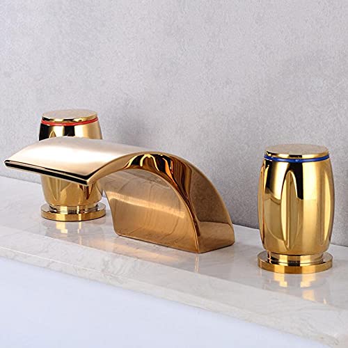 Robinet mitigeur de lavabo 3 trous cascade noir pour salle de bains